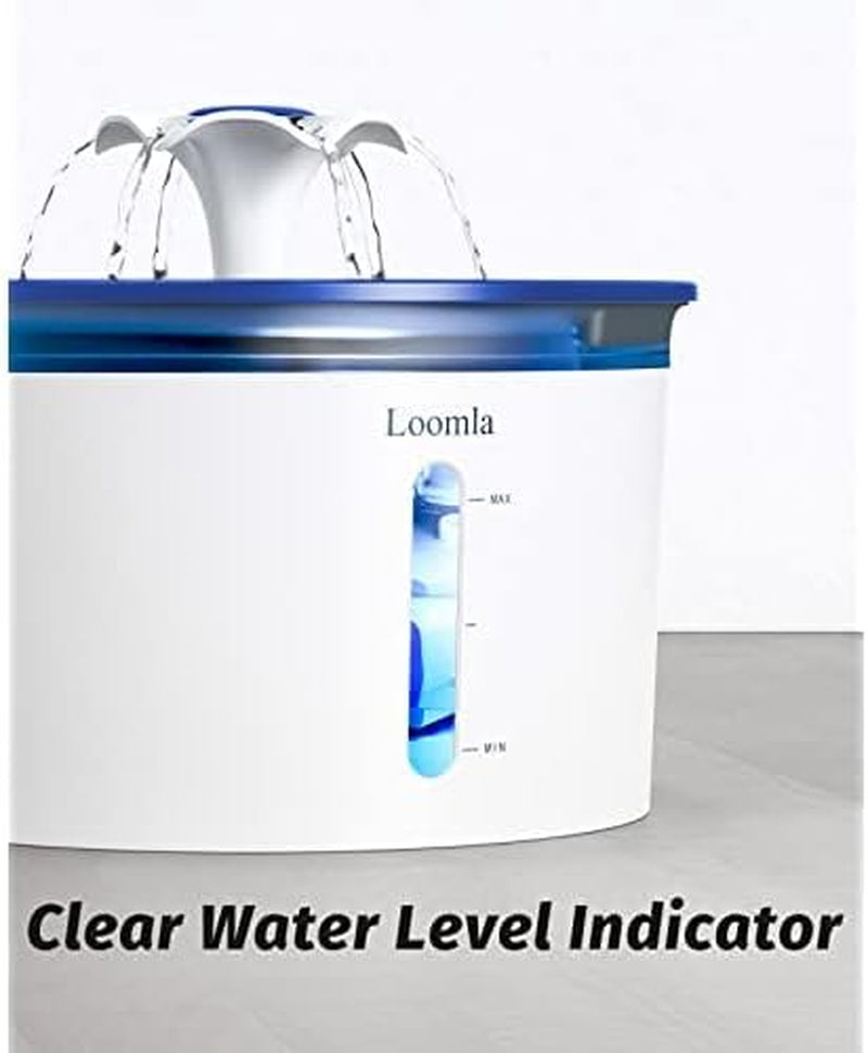 Cat Water Fountain, 85Oz/2.5L Pet Water Fountain Indoor, Automatic Dog Water Dispenser with Switchable LED Lights, 2 Replacement Filters for Cats, Dogs, Pets (Navy Blue), VC1471