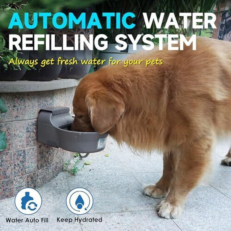 Automatic Dog Water Dispenser with Anti-Tip Bracket Outdoor Dog 68 Oz Gray