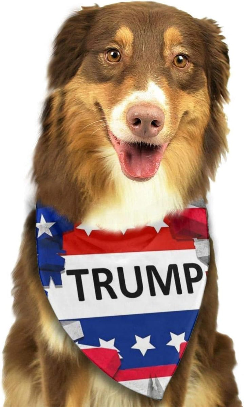 American USA Trump Flag Dog Bandana Washable Triangle Bibs Kerchief Scarf Accessories for Small Medium Dogs Puppy Cats Pets Daily Use