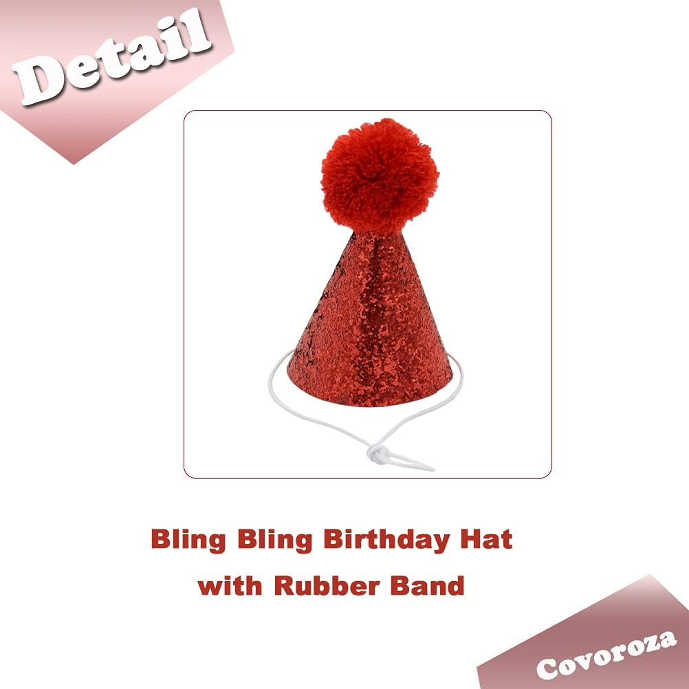 Dog Birthday Boy Bandana and Hat Set “Birthday Boy” Print Plaid Dogs Party Supplies Triangle Scarf Bibs for Small Medium Large Pets Red