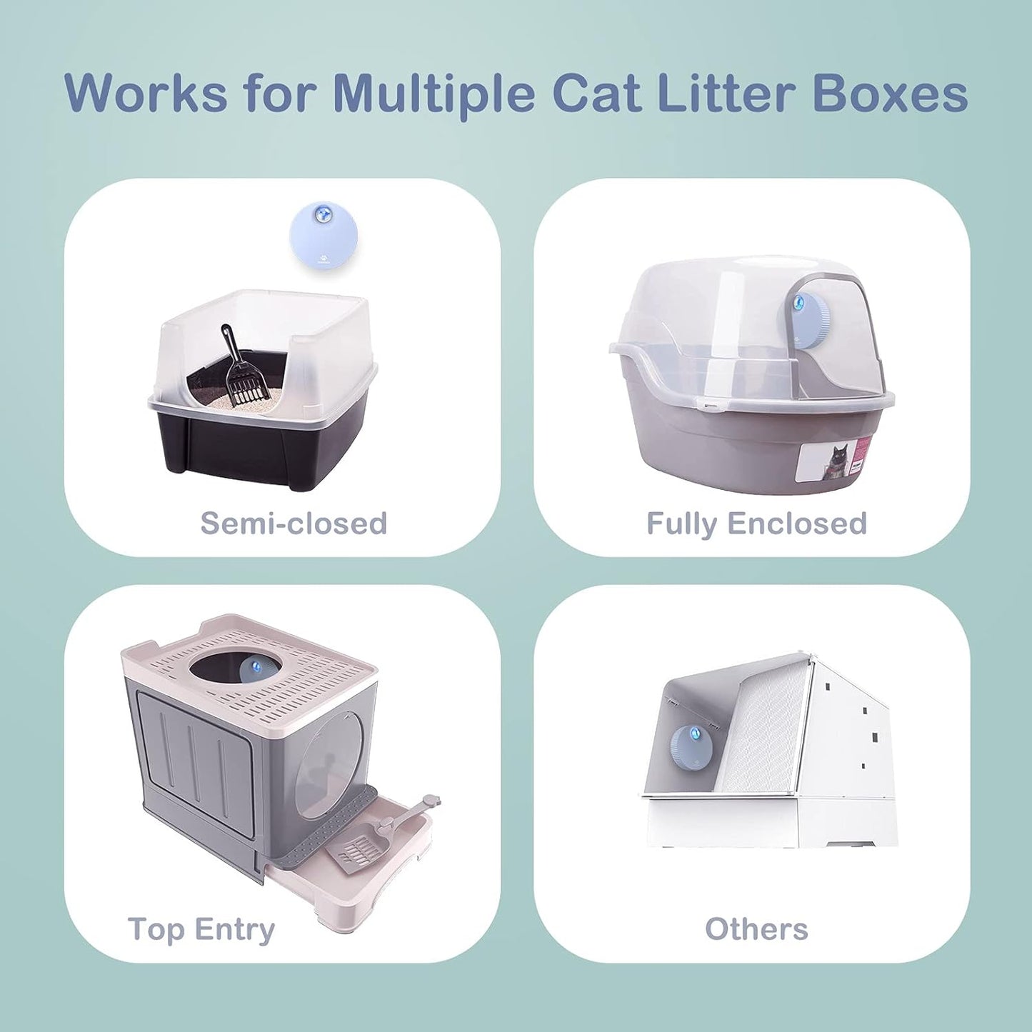 Cat Litter Deodorizer, Smart Odor Eliminator for Small Pets, Unscented and Dust-Free Deodorizer for Small Animals’ Toilet or Home, Rechargeable Smell Eliminator, Blue