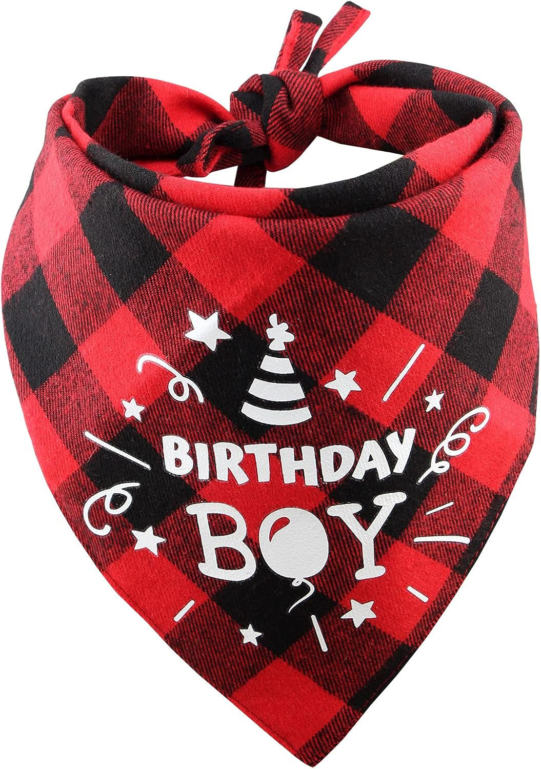 Dog Bandanas Dog Birthday Bandanas for Large Dogs 2 Strings Red Black Square Plaid Kerchief Scarf Bib for Medium Size Dog Small Puppy Cat Pet Christmas 1 Count Pack of 1