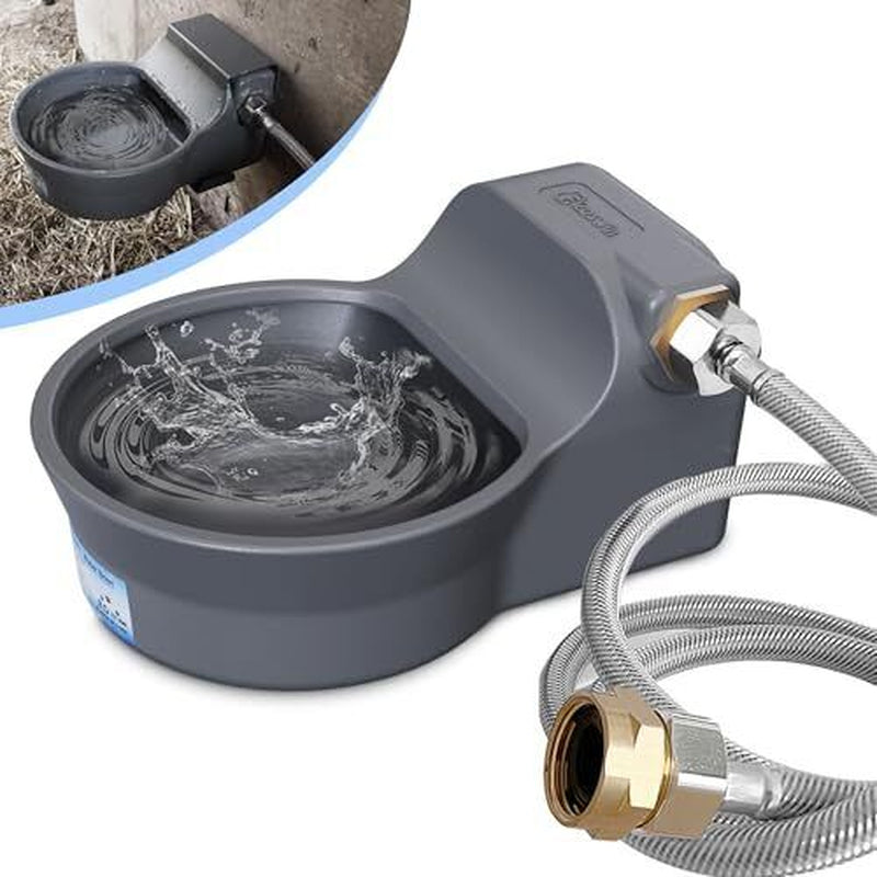 Automatic Dog Water Dispenser with Anti-Tip Bracket Outdoor Dog 68 Oz Gray