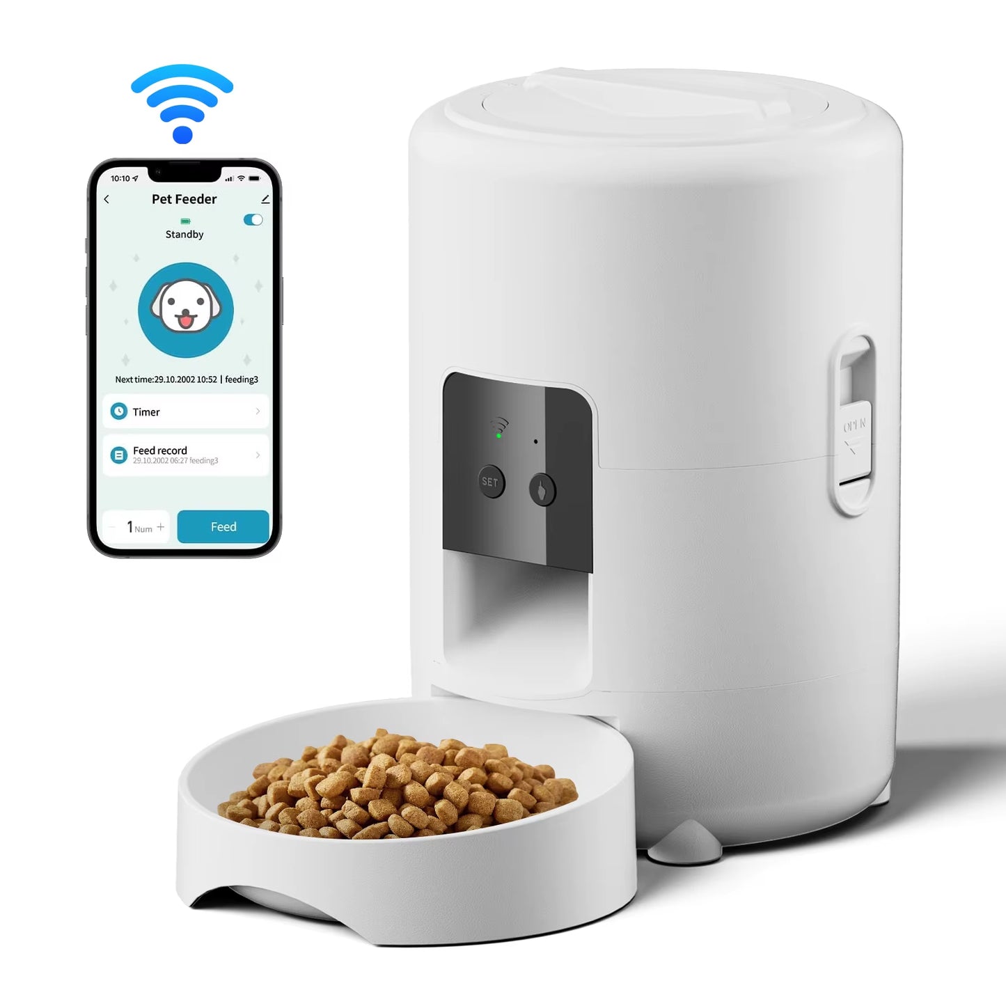 2L Tuya APP Automatic Pet Feeder Button Version Auto Cat Food Dispenser Smart Control Pet Feeder for Cats Dog Dry Food Bowl