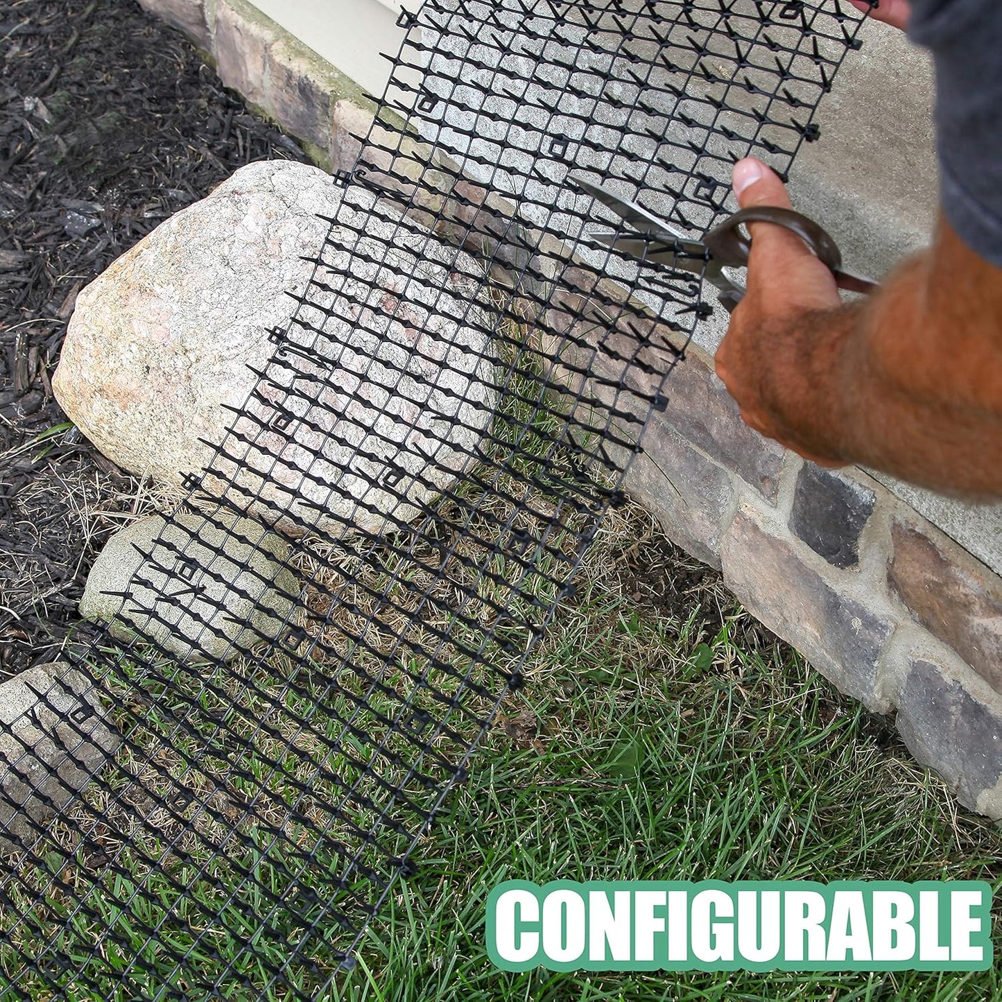 Cat Scat Mat with Spikes Digging Stopper (8 Ft.) Anti-Cat Network Cat Strips, Cat Deterrent Mat for Indoor and Outdoor with 6 Staples