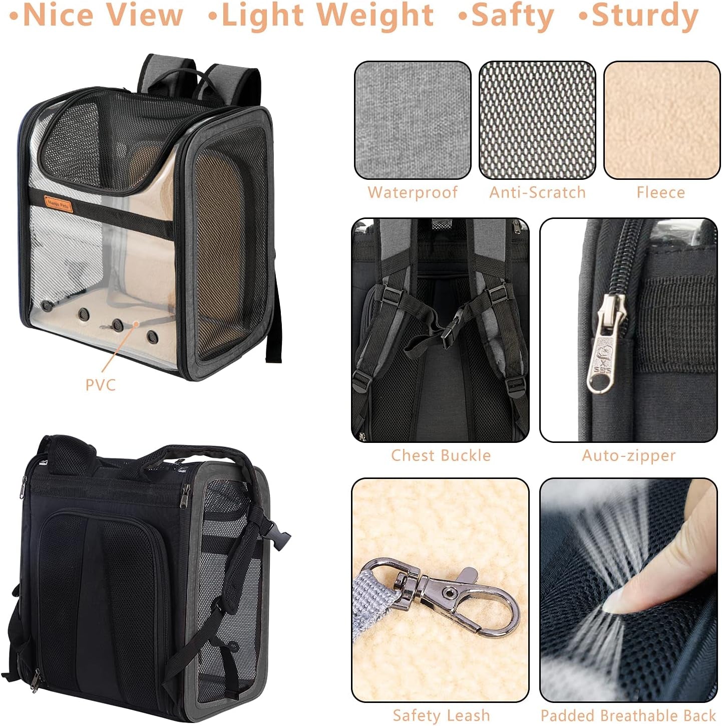 Cat Backpack Expandable - Pet Carrier Backpack Airline Approved - Dog Backpack Carrier with Cozy Mat Breathable Mesh Holds Pet up to 16 Lbs, Designed for Walking Travel Outdoor,Gray