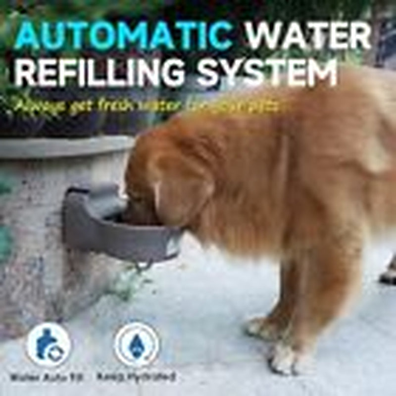 Automatic Dog Water Dispenser with Anti-Tip Bracket Outdoor Dog 68 Oz Gray