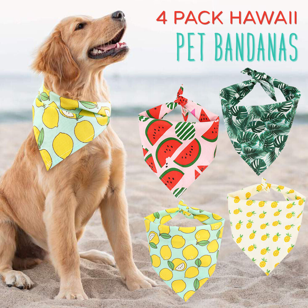 4PCS Dog Bandana for Small Medium Large Dogs Cats Puppy Hawaiian Kerchief Collar