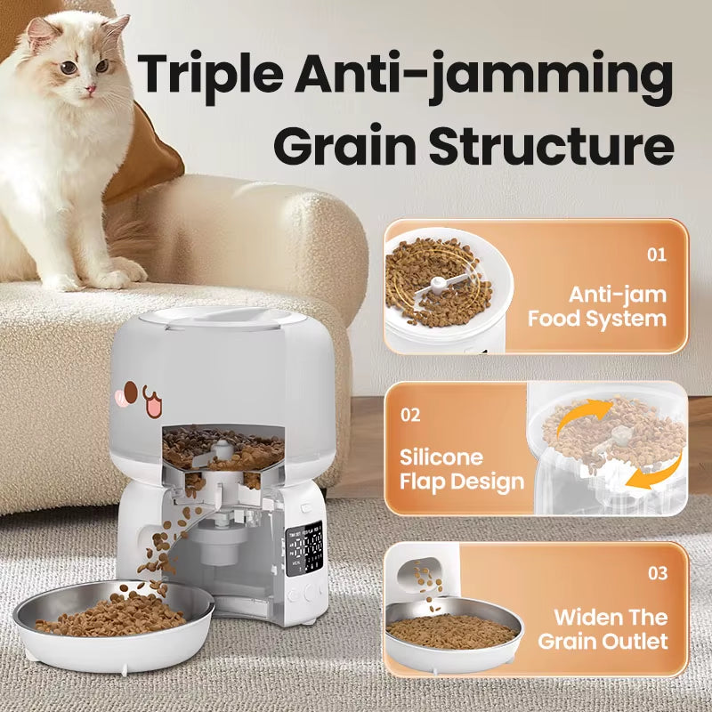 Automatic Cat Feeder 3L Smart Pet Food Dispenser Button Automatic Dog Feeder for Cats Pets Remote Control Feeding Supply