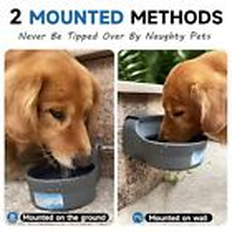 Automatic Dog Water Dispenser with Anti-Tip Bracket Outdoor Dog 68 Oz Gray