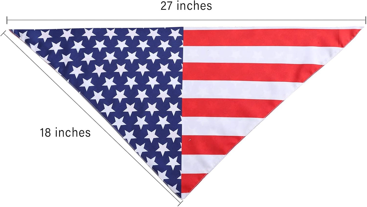 4Th of July Dog Bandana Independence Day Festival Patriotic Dog Bandana Adjustable Soft Pet Triangle Scarf with Painting US Flag Elements Patterns for Small Medium-Large Dogs Cats