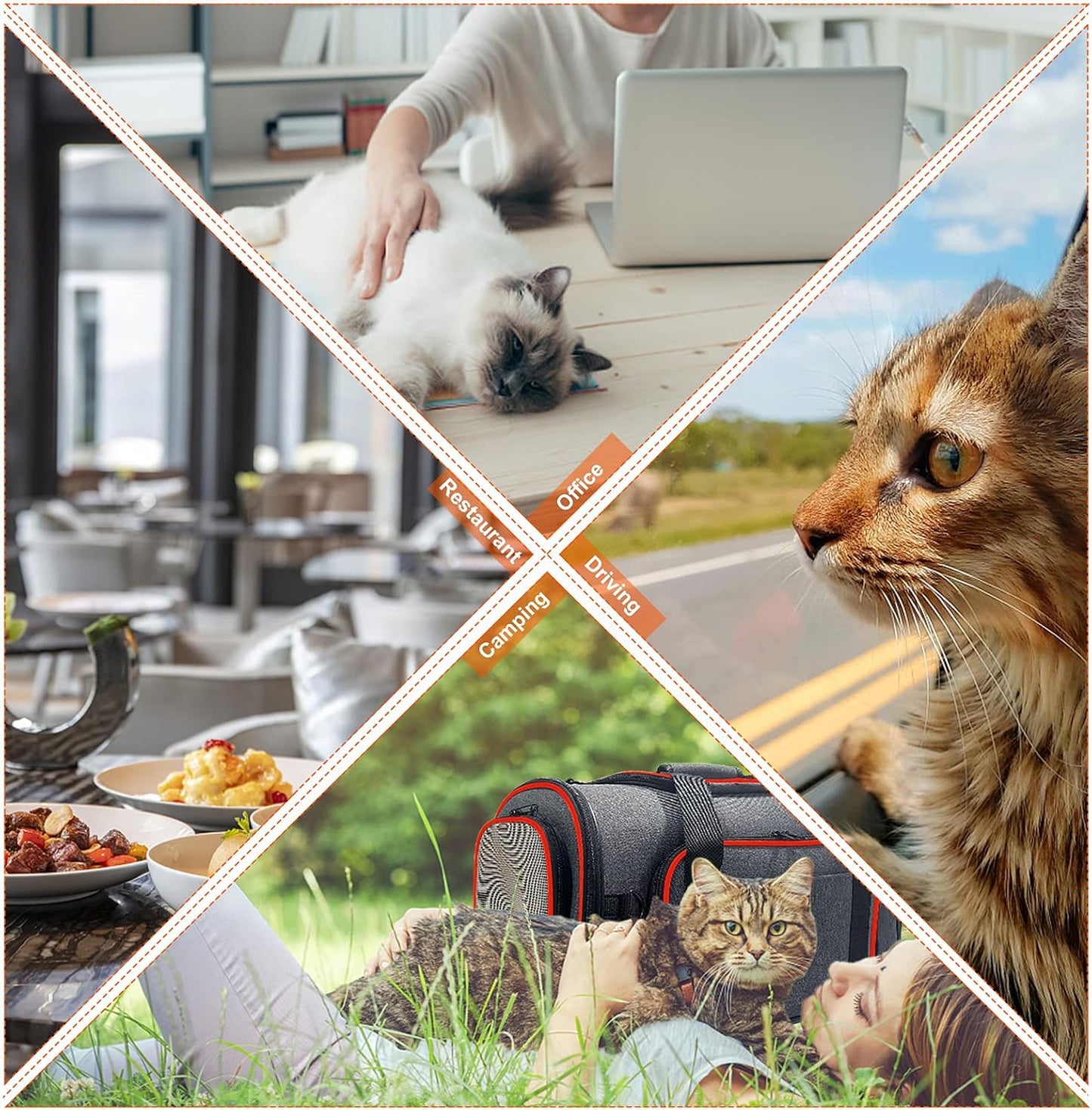 Pet Carrier TSA Approved, Cat Carrier Airline Approved Foldable Bag, Soft Travel Carrier for Dog Puppy with 3-Sides Expandable, Removable Fleece Pad, Foldable Bowl