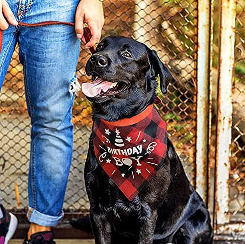 Dog Bandanas Dog Birthday Bandanas for Large Dogs 2 Strings Red Black Square Plaid Kerchief Scarf Bib for Medium Size Dog Small Puppy Cat Pet Christmas 1 Count Pack of 1