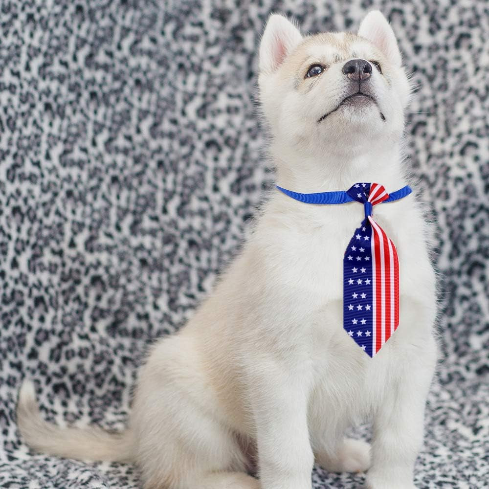 6 Pack American Flag 4Th of July Dog Bandana, Pet Dogs Triangle Bibs Scarf Bows and Ties, American Independence Day Memorial Day Flags Scarf Sets for Large, Medium, Small Dogs