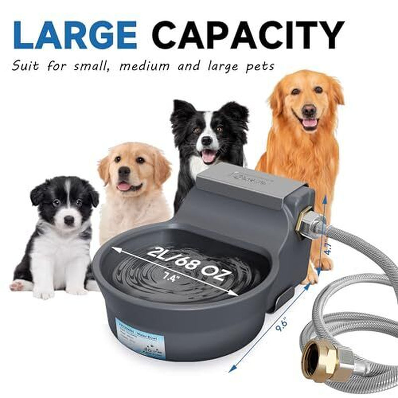 Automatic Dog Water Dispenser with Anti-Tip Bracket Outdoor Dog 68 Oz Gray