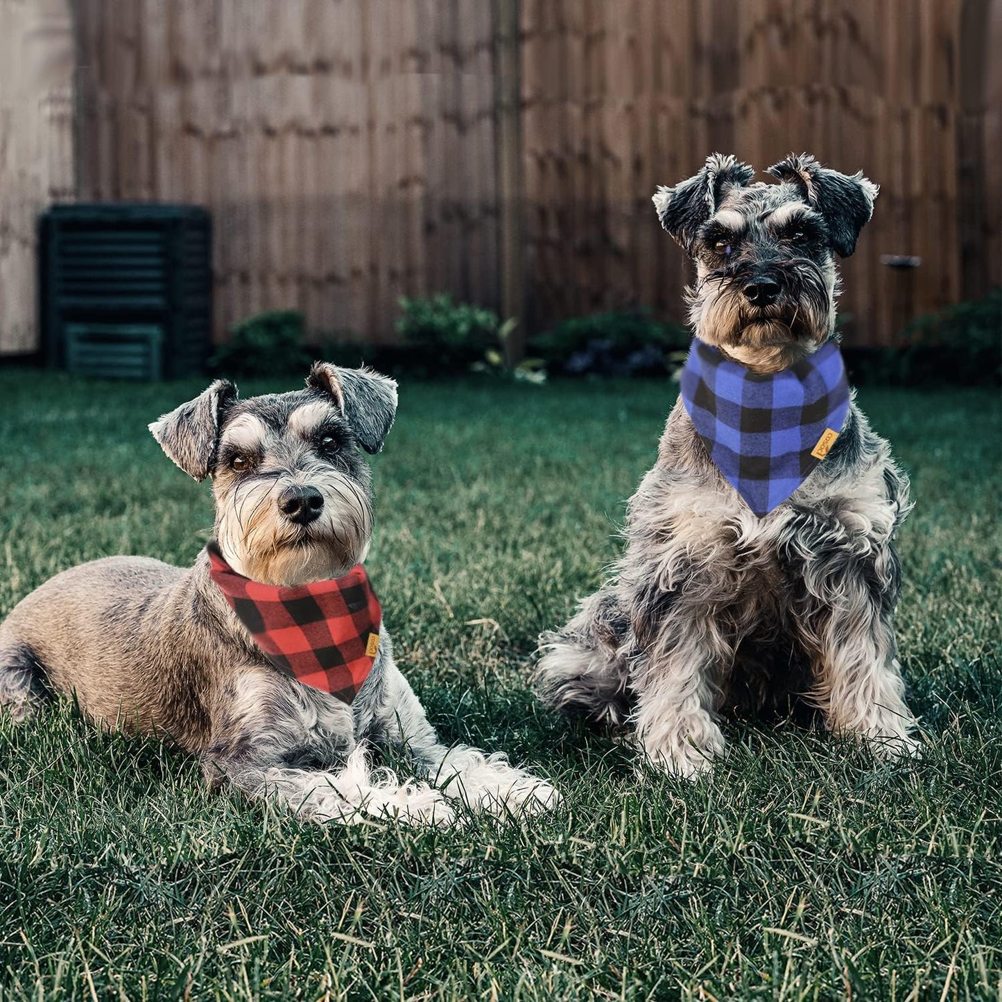 Dog Bandanas, Reversible Triangle Dog Scarf Accessories Christmas Bandanas for Small Medium Large Dogs Cats (Blue, Brown, Red and Ciel)