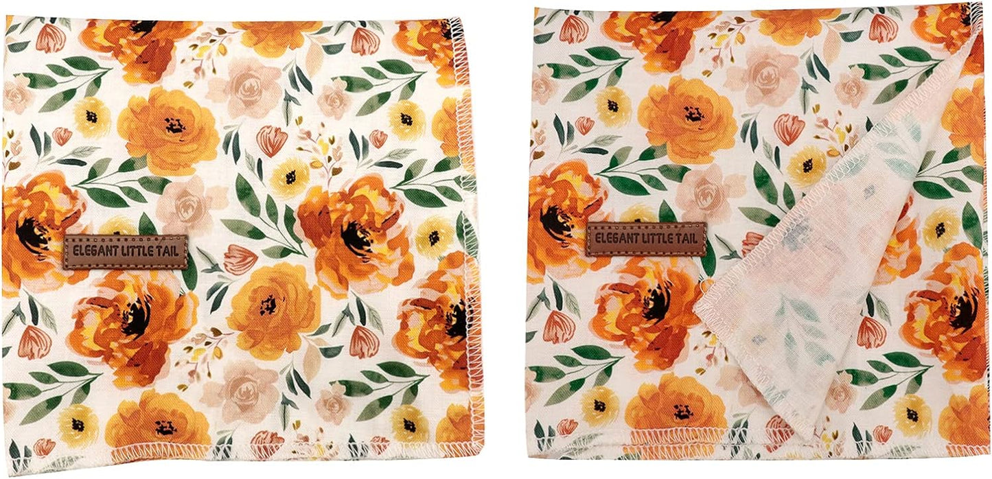 Dog Bandanas - 1Pack Floral Print Washable Dog Scarf Female Square Dog Bib Kerchief Scarf Adjustable Pet Bandana for Medium Large Dogs
