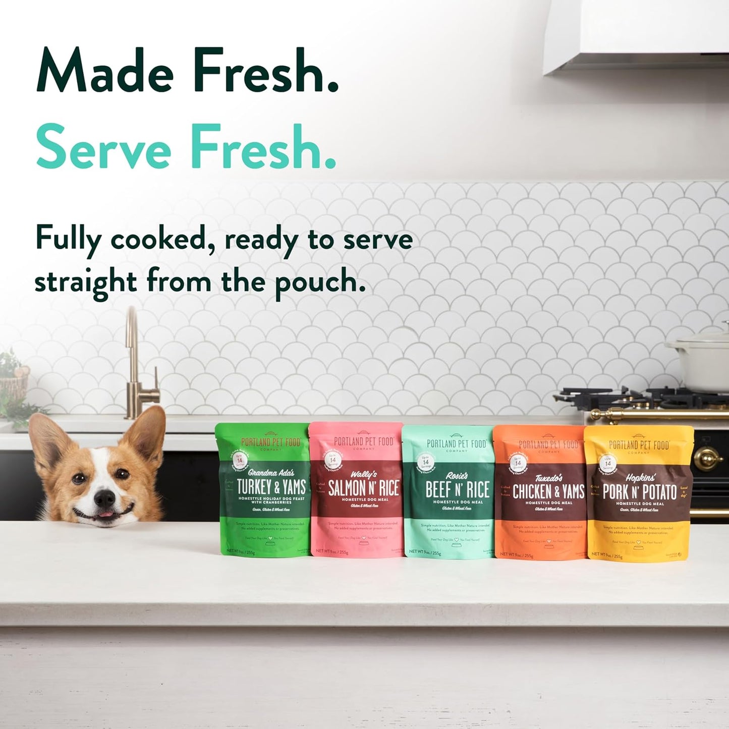 Mixed Fresh Dog Food Pouches Variety Pack - Human-Grade, Gluten-Free Wet Pet Meal Topper Mix-Ins & Meals - Small & Large Breed Puppy & Senior Dogs - Made in the USA - 8 Pack