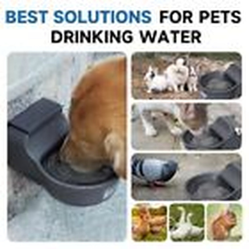 Automatic Dog Water Dispenser with Anti-Tip Bracket Outdoor Dog 68 Oz Gray