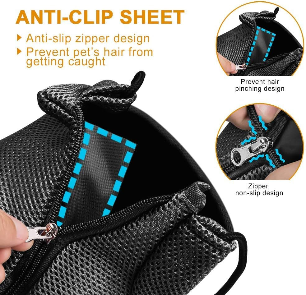 Dog Cat Sling Carrier, Adjustable Padded Shoulder Strap, with Zipper Pocket for Outdoor Travel (Black-Mesh, M - up to 10 Lbs)