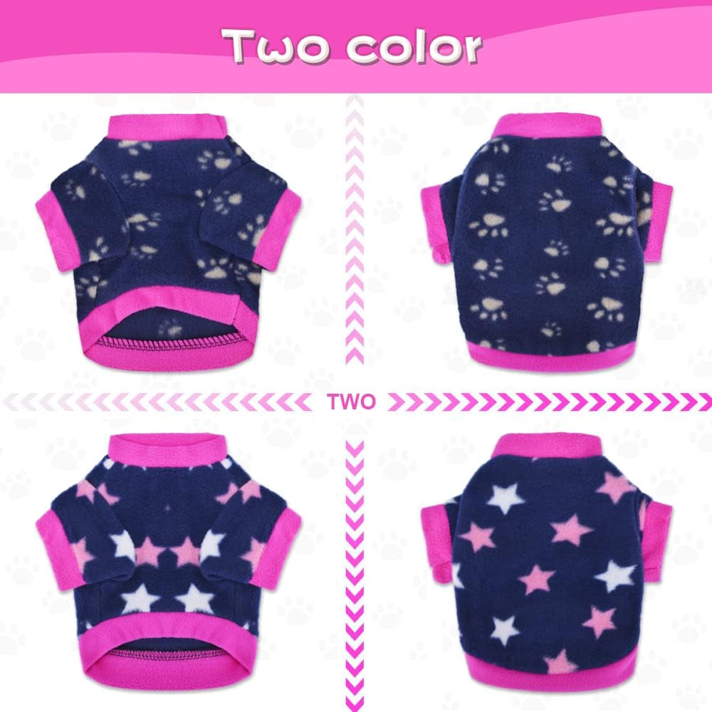 2 Pieces Small Dog Sweaters Chihuahua Fleece Clothes XXS~S Winter Warm Puppy Sweaters Boys Girls Tiny Dog Outfits for Teacup Yorkie Puppies Extra Small Breed Costume (X-Small, Red)