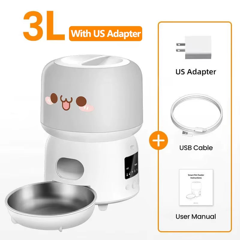 Automatic Cat Feeder 3L Smart Pet Food Dispenser Button Automatic Dog Feeder for Cats Pets Remote Control Feeding Supply