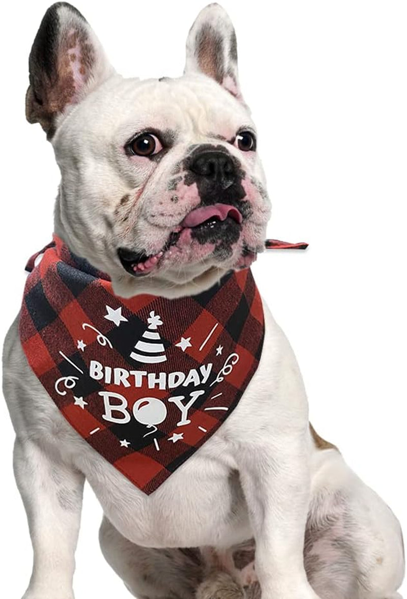 Dog Bandanas Dog Birthday Bandanas for Large Dogs 2 Strings Red Black Square Plaid Kerchief Scarf Bib for Medium Size Dog Small Puppy Cat Pet Christmas 1 Count Pack of 1