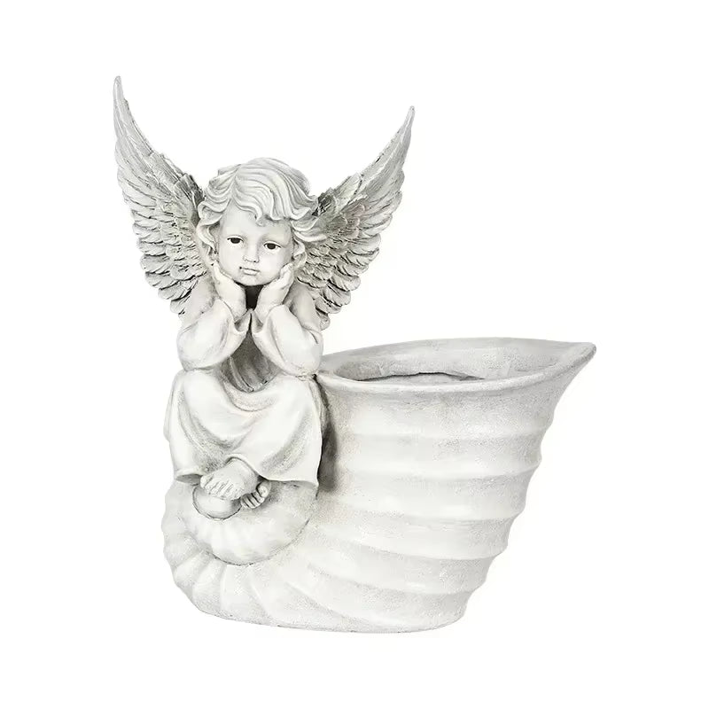 31CM European Courtyard Decor Angel Flowerpot Garden Landscape Decoration Statues Resin Decorative Garden Angels Figurines Decor