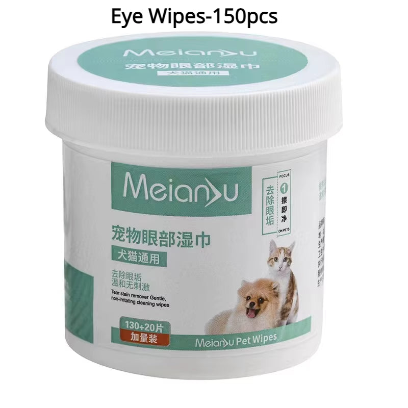 Pet Remove Dirt from Eyes and Ears Wipes, Dog and Cat Earwax, Clean Ears Odor Remover, Wet Tissue Cleaning Tools Supplies