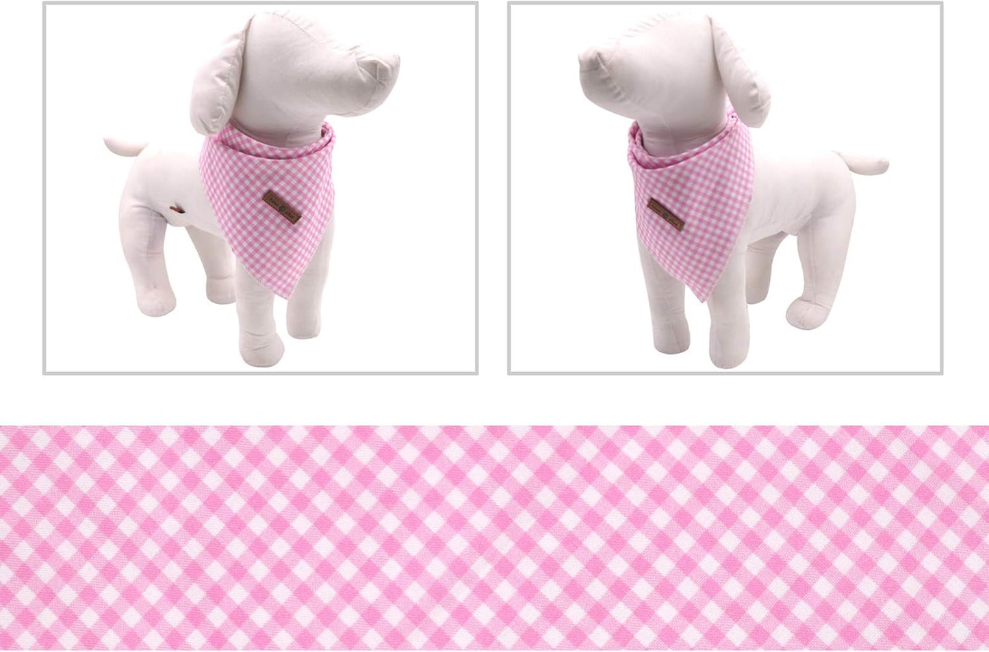 Dog Bandana Washable Cotton Handkerchief Scarf Triangle Bandana for Small Medium Large Dogs Pink Grid
