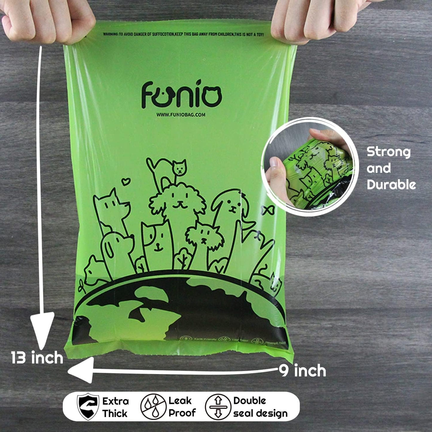 Dog Poop Bags, Scent Free, 360 Count, Unscented, Eco Friendly, Leak Proof, Extra Thick, Easy to Open, Refill Rolls with Dispenser