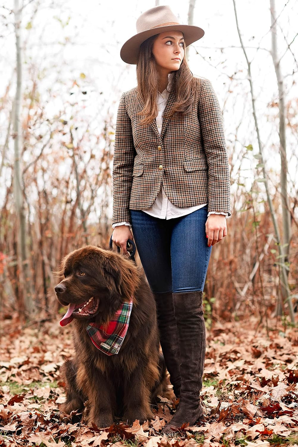 Christmas Dog Bandana in Tartan Plaid - Holiday Cozy Red Flannel Plaid Pet Bandana. Cute Dog Accessory for Fall and Winter for Large Medium and Small Dogs.