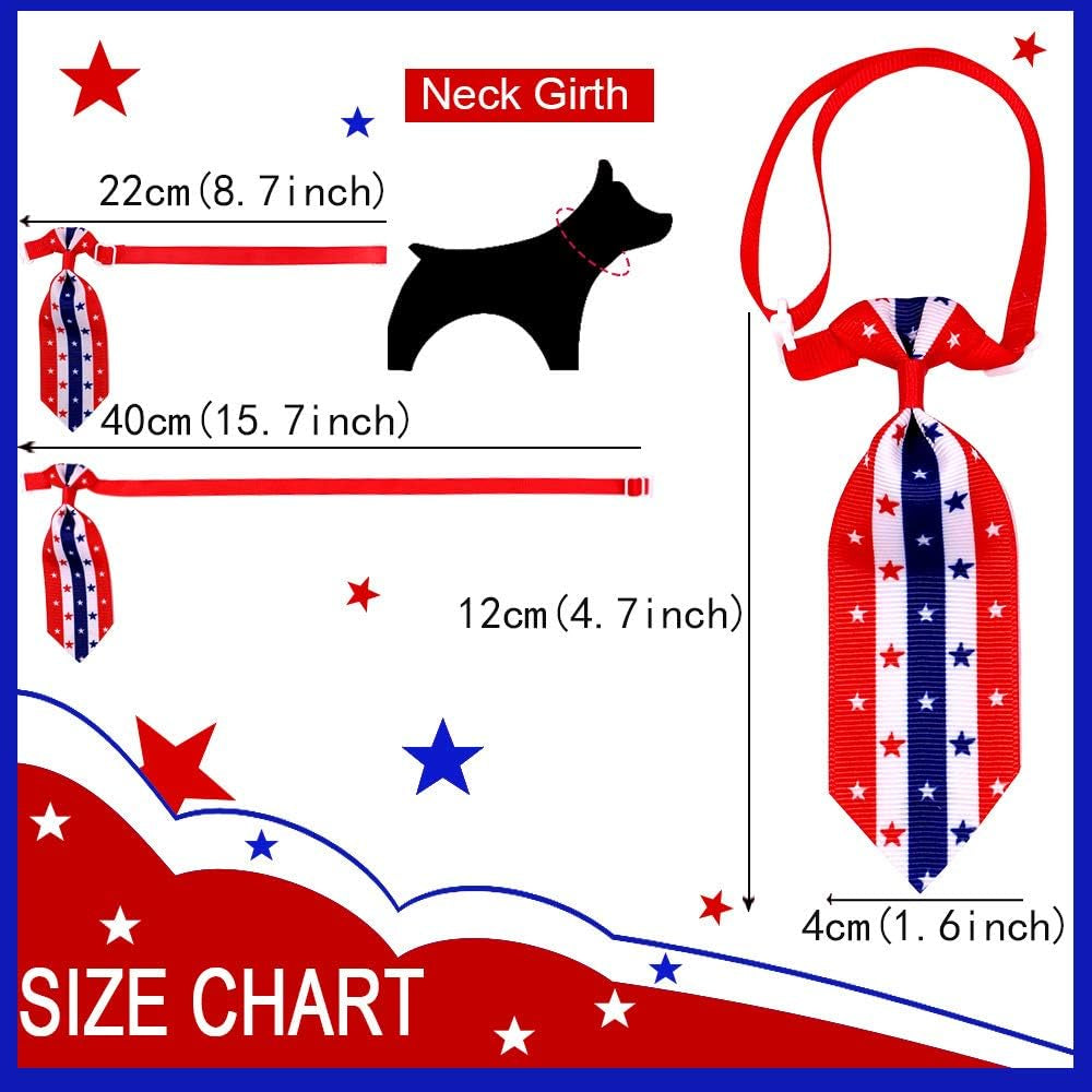 6 Pack American Flag 4Th of July Dog Bandana, Pet Dogs Triangle Bibs Scarf Bows and Ties, American Independence Day Memorial Day Flags Scarf Sets for Large, Medium, Small Dogs