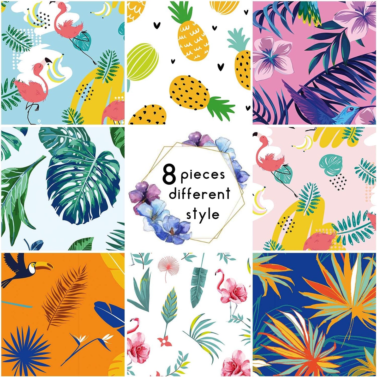 8 Pieces Summer Pet Bandanas Dog Triangle Summer Bandana Hawaiian Dog Scarf Triangle Bibs Adjustable Rainforest Fruit Flamingo Style for Small Large Pet(L)