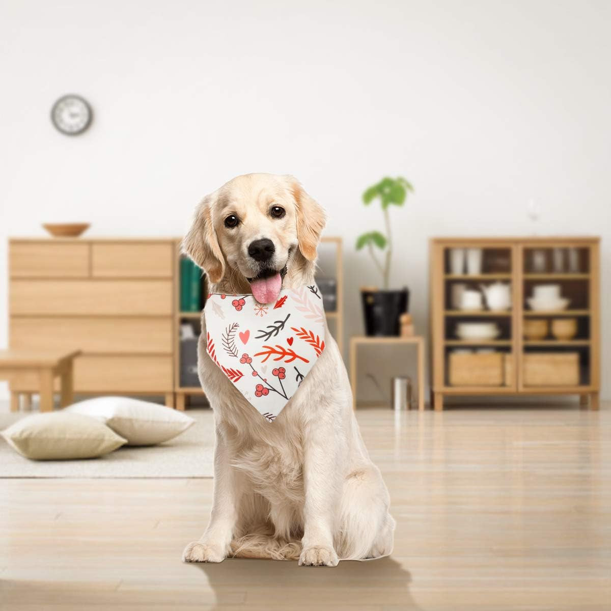 Dog Bandanas 5PCS Birthday Gift Washable Dog Bib Kerchief Scarf Adjustable Accessories Plaid Flowers Printing Triangle Bibs for Girl or Boy Small Medium Large Dogs Puppy Cat (Flower Style)