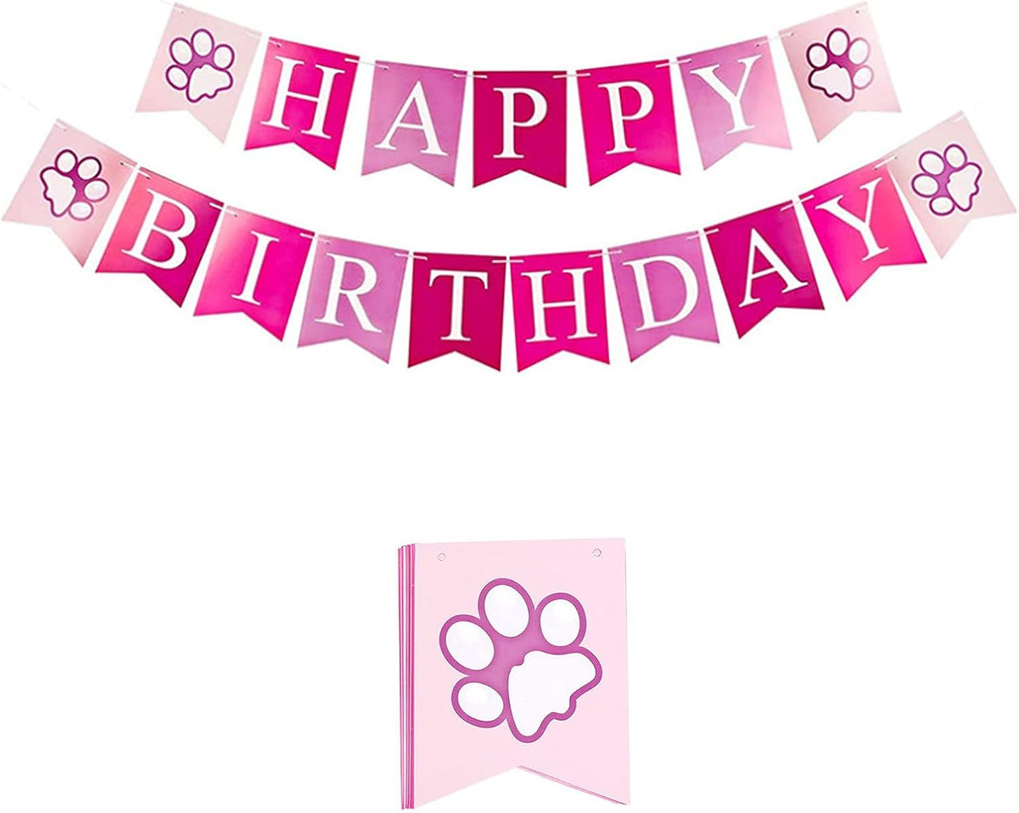 Dog Birthday Bandana Hat Scarf Set, Dog Birthday Party Supplies Dog Bandana Hat with Numbers Scarfs Happy Birthday Banner with Cute Dog Bow Tie Collar Boy Girl Puppy Birthday Hat Scarf for Dog (Pink)