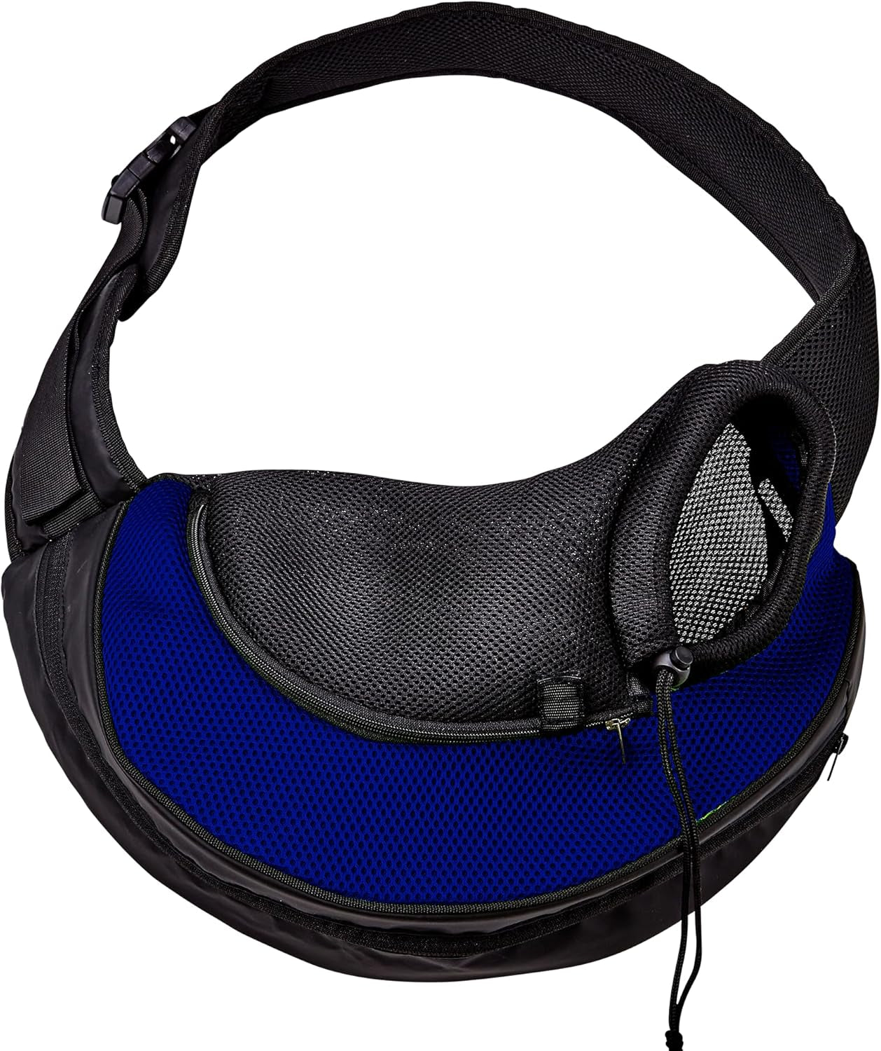 Expandable Pet Carrier Sling Bag - Small Dog, Puppy and Cat Carrier Front Shoulder Backpack W/Harness Strap - Carrying Pouch for ESA, Animal Travel - PU Leather Bottom, Mesh Pocket by (Blue)