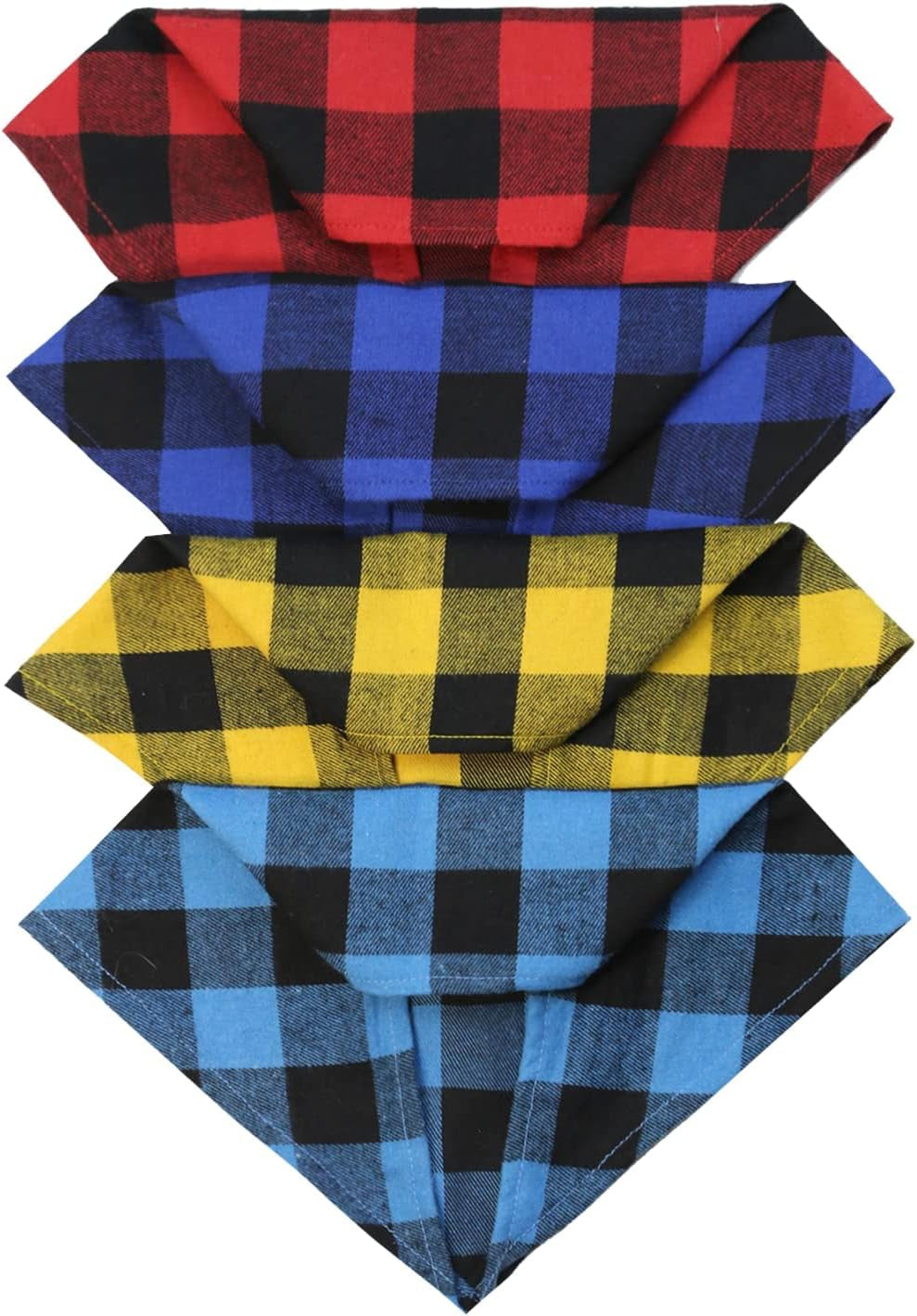Dog Bandanas, Reversible Triangle Dog Scarf Accessories Christmas Bandanas for Small Medium Large Dogs Cats (Blue, Brown, Red and Ciel)
