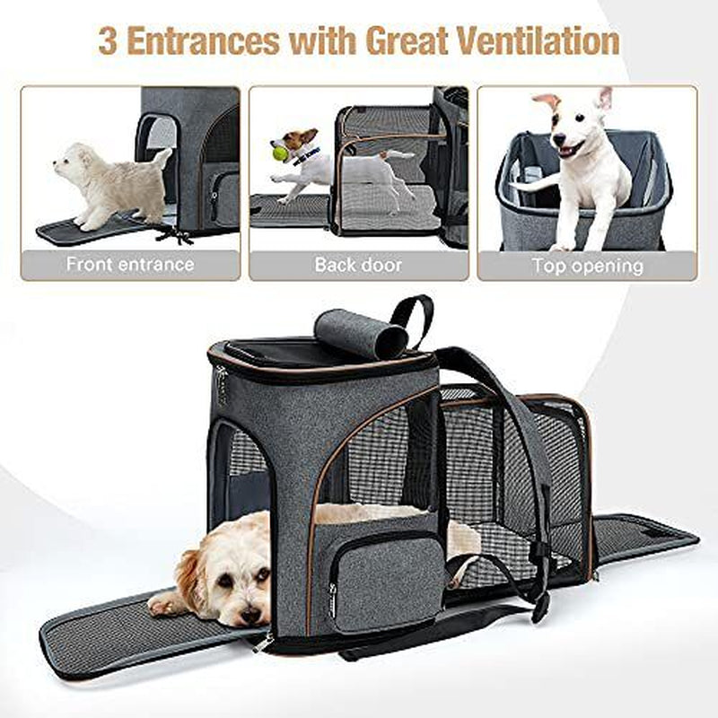 Cat Backpack Expandable Pet Carrier Backpack for 21.7"L X 13.0"W X 15.0"H Grey