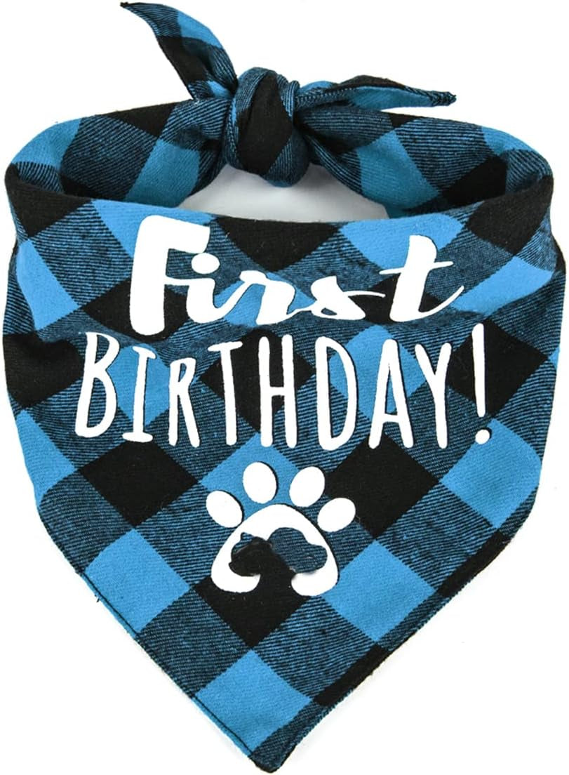 Classic Checkered Dog Bandana Cotton Bandana Puppy Neck Scarf Pet Triangle Birthday Scarf for Small Medium and Large Dogs Cats (Blue)