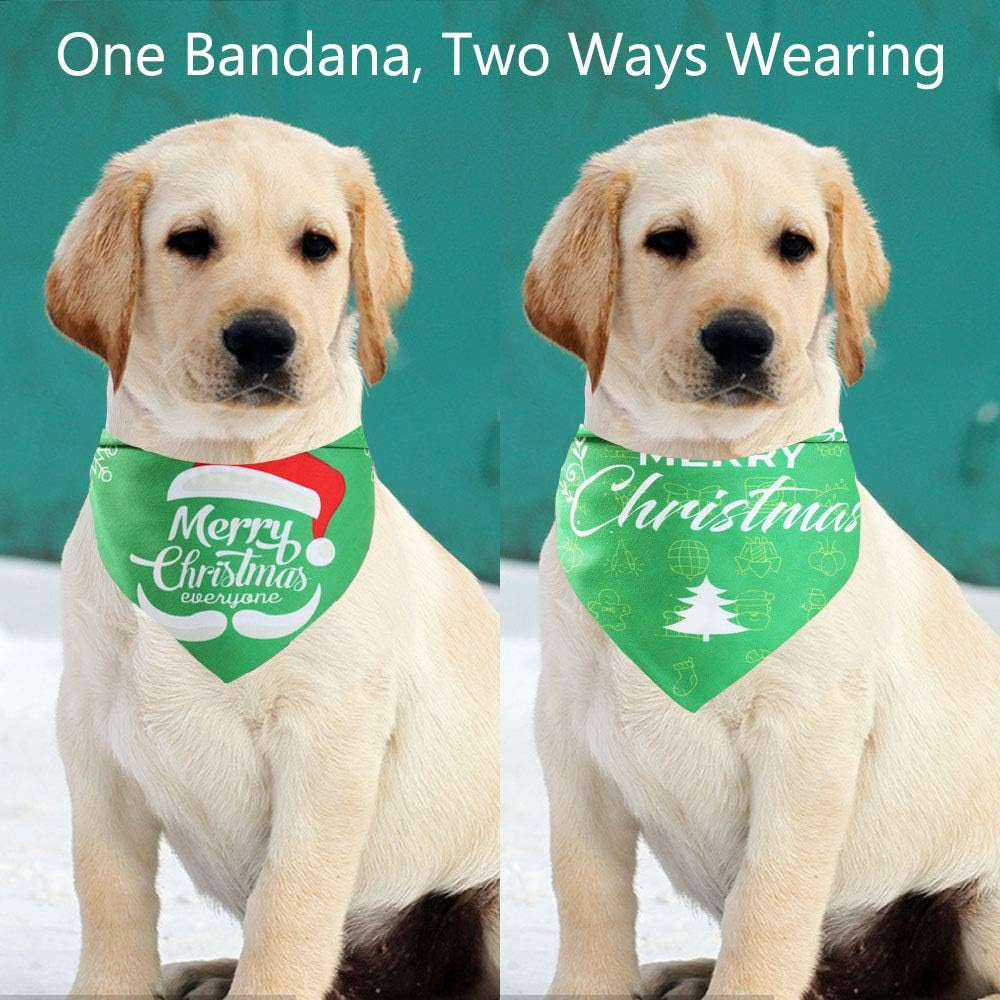 Christmas Dog Bandana, Pet Dog Puppy Holiday Scarf Triangle with Merry Christmas Snowman Print Accessories Bibs Kerchief Adjustable for Small Medium Large Dog 1 Pack