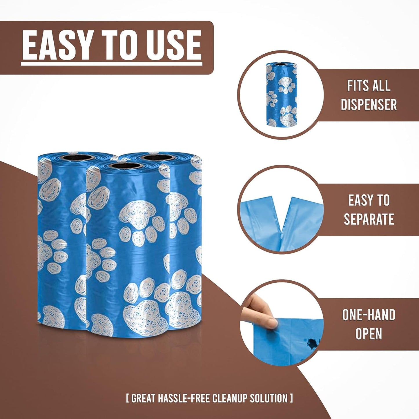 Ecofriendly Dog Poop Bags Rolls - 160 Count Unscented Poop Bags for Dogs - Leakproof, Extra Thick, 8 Dog Waste Bags Refill Rolls - Blue Doggie Poop Bags - Fits All Dispenser