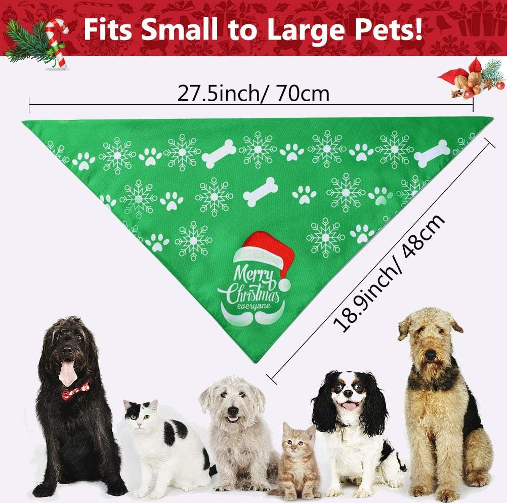 Christmas Dog Bandana, Pet Dog Puppy Holiday Scarf Triangle with Merry Christmas Snowman Print Accessories Bibs Kerchief Adjustable for Small Medium Large Dog 1 Pack