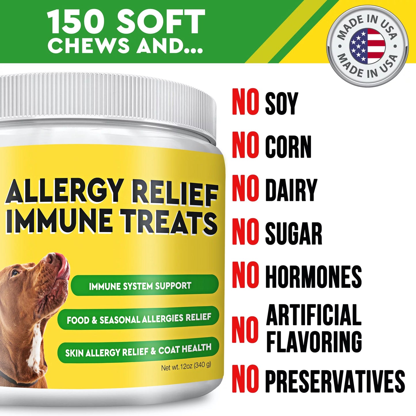 Pawfectchew Allergy Relief for Dogs - Immunity Supplement with Omega 3 Salmon Fish Oil, Colostrum, Digestive Prebiotics & Probiotics - anti Itch & Skin Hot Spots - Made in USA - 150 Chews