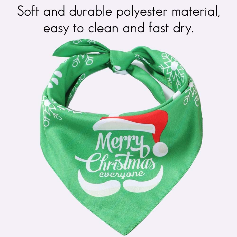 Christmas Dog Bandana, Pet Dog Puppy Holiday Scarf Triangle with Merry Christmas Snowman Print Accessories Bibs Kerchief Adjustable for Small Medium Large Dog 1 Pack