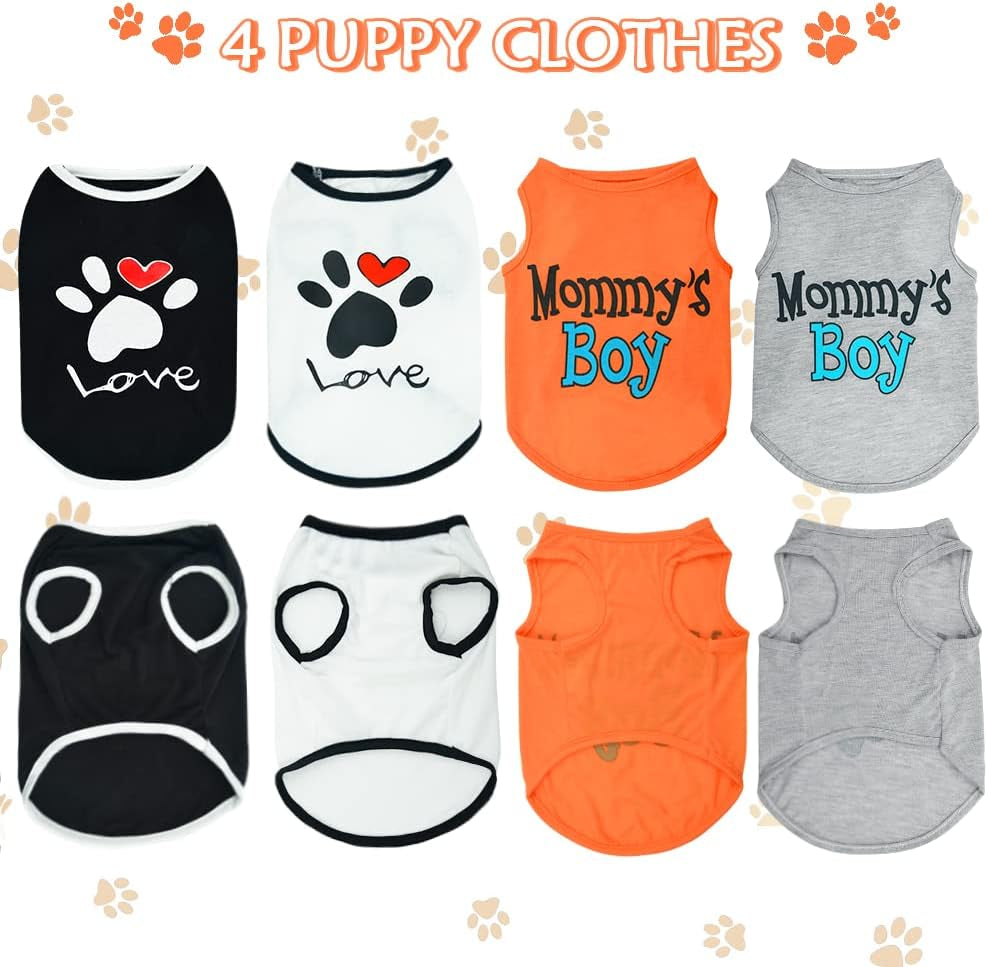 4 Pieces Thanksgiving Dog Clothes Pet Puppy Shirt Vest Cute Warm Clothing I Love Mommy'S Yorkie Chihuahua Outfit Cat Doggie Costumes (Medium/4.4-6.6 LB)