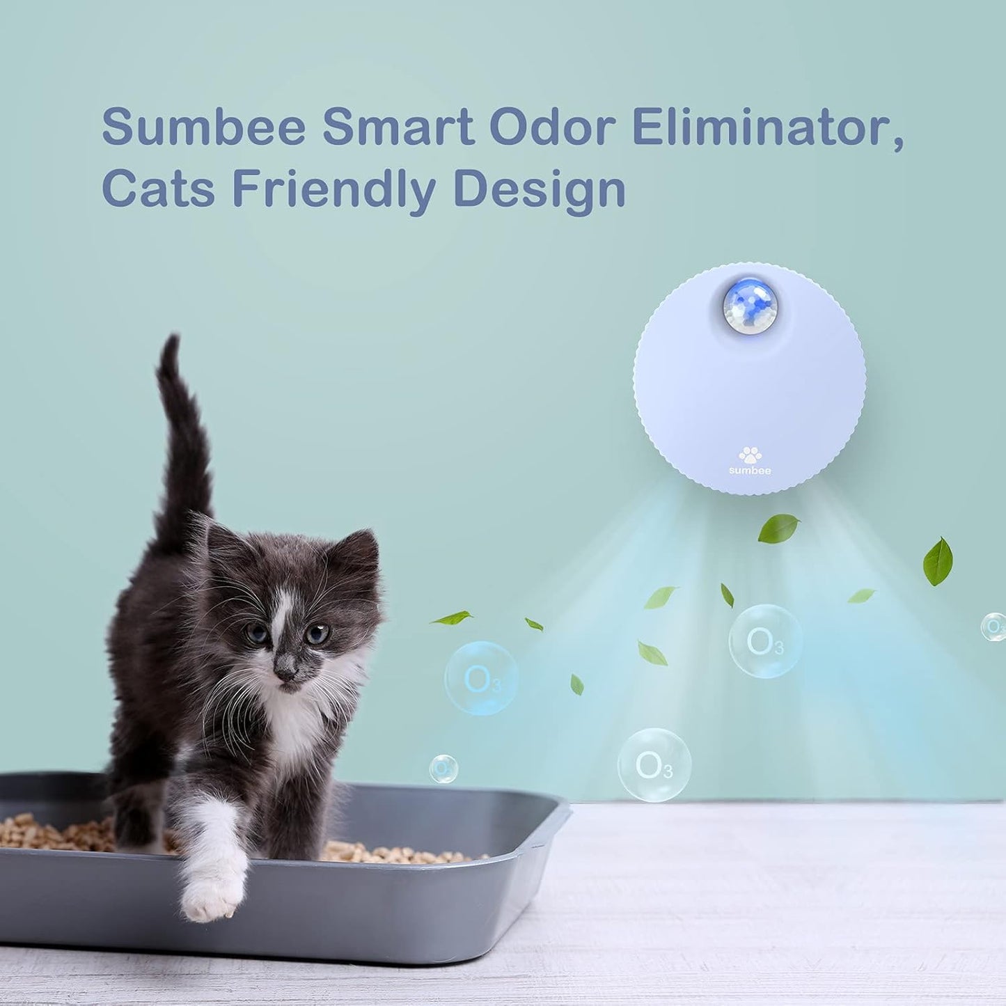 Cat Litter Deodorizer, Smart Odor Eliminator for Small Pets, Unscented and Dust-Free Deodorizer for Small Animals’ Toilet or Home, Rechargeable Smell Eliminator, Blue