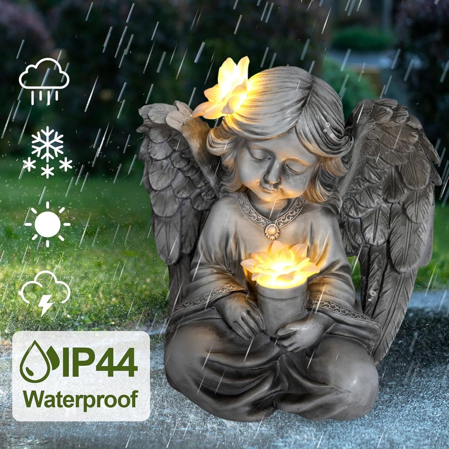 Angel Garden Statues for Outside, Solar Angels for Cemetery Grave, Outdoor An