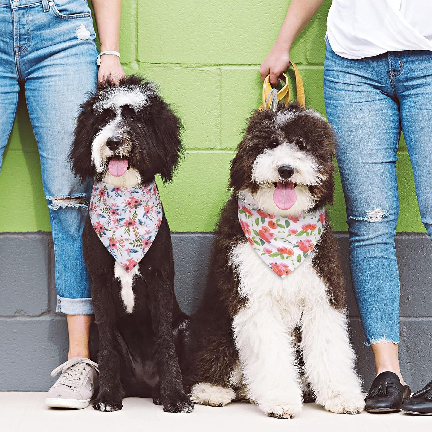 Dog Bandanas, Dog Scarf, Puppy Bandana, Dog Bandanas for Medium Size Dogs, Dog Bandana Accessories for Small Dogs, Personalized Adjustable Flower Pet Dog Bandana Handkerchiefs Triangle Bibs, 2 Pack