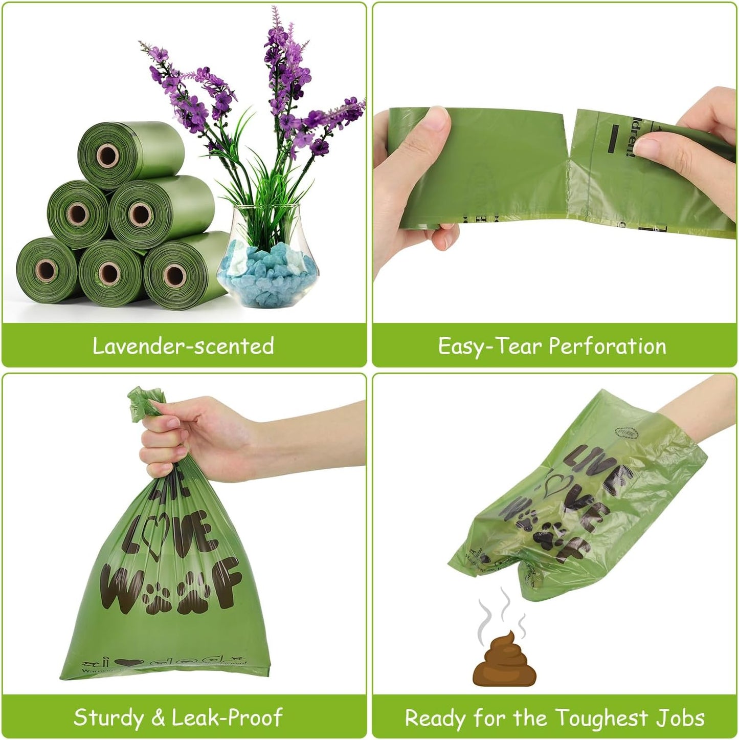 Dog Poop Bags, 480 Counts Poop Bags for Dogs, Extra Thick and Leak-Proof Scented Dog Waste Bags Refill Rolls with Dispenser(24 Rolls)1